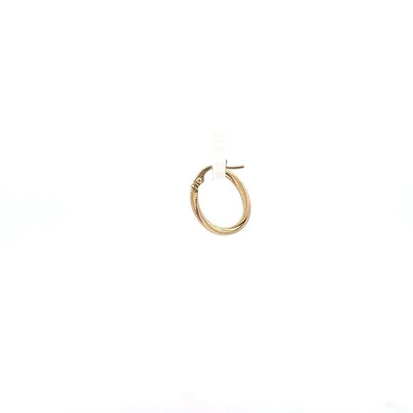 18K Gold Earring Hoop Oval Spiral textured One Piece Only - Picture 8 of 9